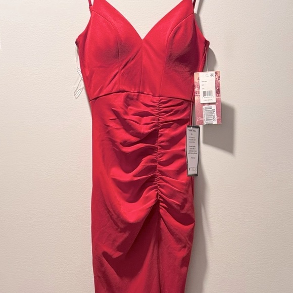 Emerald Sundae Long Maxi High Slit Juniors' Ruched Side-Slit Slim dress Gown XXS - Picture 9 of 10